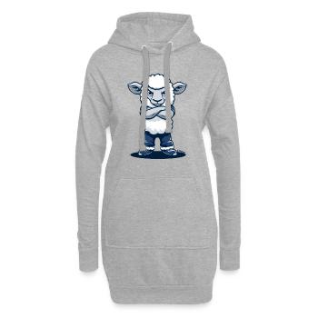 Le drôle de mouton provocateur en pantalon bleu - Sweat-shirt à capuche long Femme - gris chiné - Devant