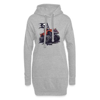 Un monster truck avec un drapeau pirate - Sweat-shirt à capuche long Femme - gris chiné - Devant