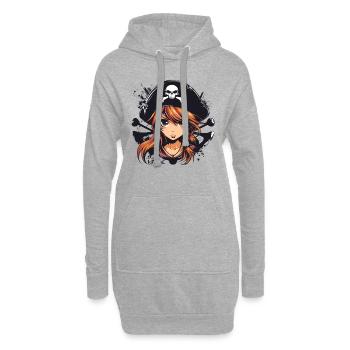 Une fille pirate d’anime - Sweat-shirt à capuche long Femme - gris chiné - Devant