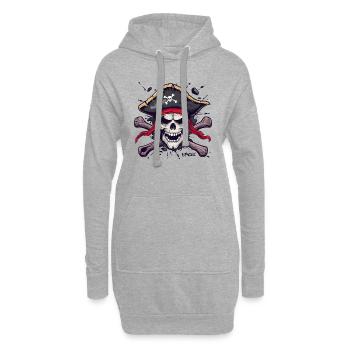 Un pirate crâne de dessin animé classique - Sweat-shirt à capuche long Femme - gris chiné - Devant