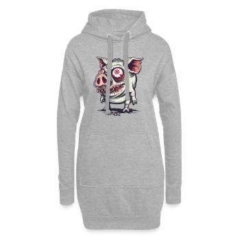 Cochon zombie mignon et bizarre - Sweat-shirt à capuche long Femme - gris chiné - Devant