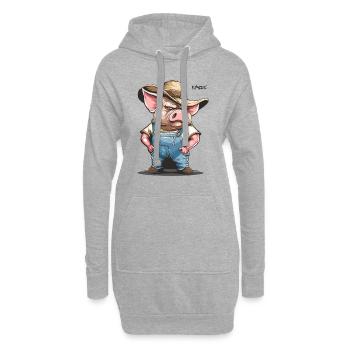 Cochon fermier de porc redneck du village Hillbilly - Sweat-shirt à capuche long Femme - gris chiné - Devant