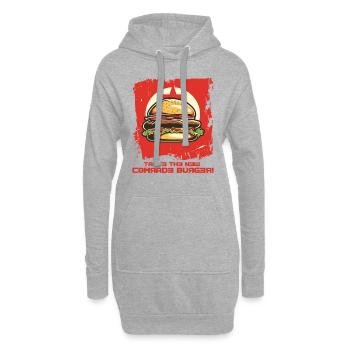 Goûtez au nouveau burger camarade : le fast-food - Sweat-shirt à capuche long Femme - gris chiné - Devant