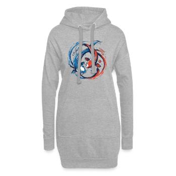 Das Yin und Yang des Welses Fisch - Hoodie-Kleid - Grau meliert - Vorne