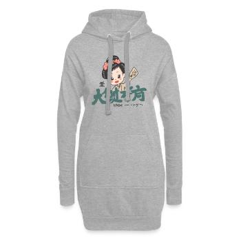 La marque de dessin animé Chibi Anime Geisha Maid - Sweat-shirt à capuche long Femme - gris chiné - Devant