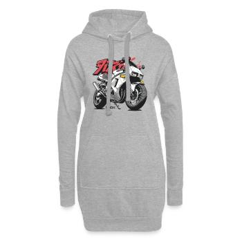 Super cooles japanisches Anime-Renn-Motorrad - Hoodie-Kleid - Grau meliert - Vorne