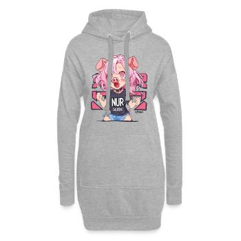 Aufgeregtes Party Mädchen Schwein, Nur Saufen - Hoodie-Kleid - Grau meliert - Vorne
