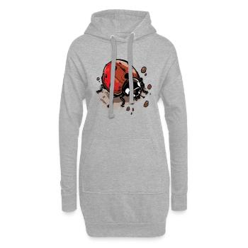 Niedlicher Cartoon-Marienkäfer in der Natur - Hoodie-Kleid - Grau meliert - Vorne
