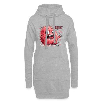 Quietschieges, quietschend haariges rosa Monster - Hoodie-Kleid - Grau meliert - Vorne
