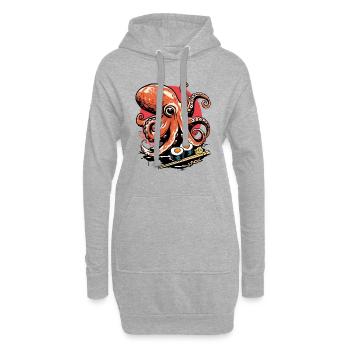 Cuisine japonaise : Le Kraken - Octopus Sushi - Sweat-shirt à capuche long Femme - gris chiné - Devant
