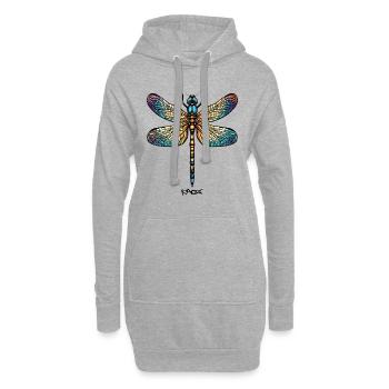 Eine farbenfrohe Libelle - Hoodie-Kleid - Grau meliert - Vorne