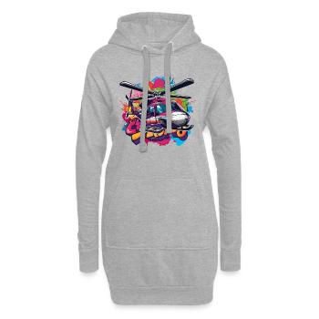 Ein farbenfroher Graffiti Hubschrauber - Hoodie-Kleid - Grau meliert - Vorne