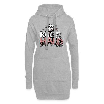Wut, wütendes Gesicht, intensiver Ausdruck - Hoodie-Kleid - Grau meliert - Vorne