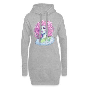 bonbonfarbene Schönheit Wolken Königin - Hoodie-Kleid - Grau meliert - Vorne
