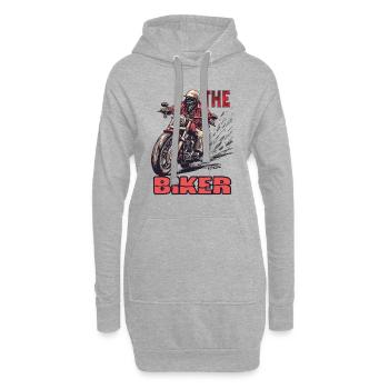 Le motard : le motard sur la route - Sweat-shirt à capuche long Femme - gris chiné - Devant