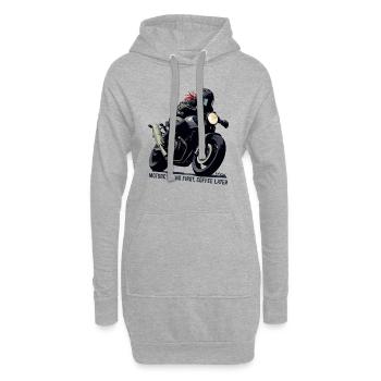 Motorradfahren zuerst, Kaffee später - Hoodie-Kleid - Grau meliert - Vorne