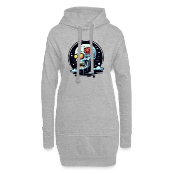 Nuages et fleurs crâne - Sweat-shirt à capuche long Femme - gris chiné - Devant