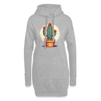 Dessin animé sympa : un cactus en fleurs - Sweat-shirt à capuche long Femme - gris chiné - Devant