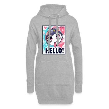 Freches Anime Girl sagt Hallo - Hoodie-Kleid - Grau meliert - Vorne