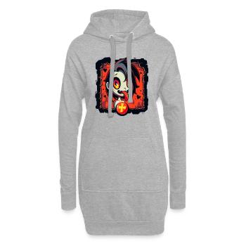 Fille d’anime de dessin animé coquine en enfer - Sweat-shirt à capuche long Femme - gris chiné - Devant