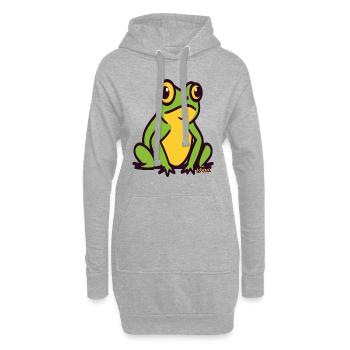 Eine großer kleiner grüner Frosch - Hoodie-Kleid - Grau meliert - Vorne