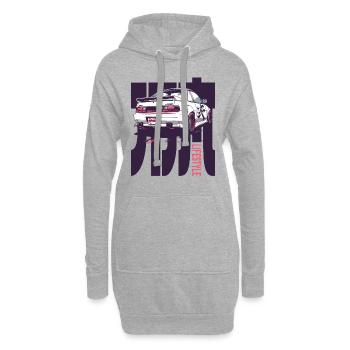 Japanische 90er Autos Lifestyle: JDM Tuning - Hoodie-Kleid - Grau meliert - Vorne