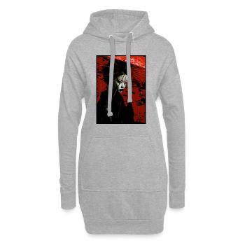 Geisha japonaise avec parapluie - Sweat-shirt à capuche long Femme - gris chiné - Devant