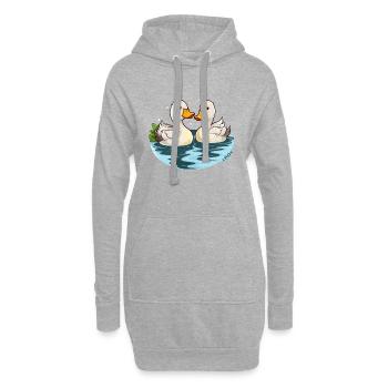 Zwei entzückende kleine Enten im Teich - Hoodie-Kleid - Grau meliert - Vorne
