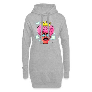 Dessin animé d’un roi des cheveux afro cool - Sweat-shirt à capuche long Femme - gris chiné - Devant