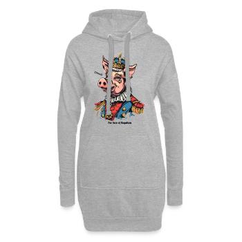 Königliches Schwein mit Krone: Majestätisches Oink - Hoodie-Kleid - Grau meliert - Vorne