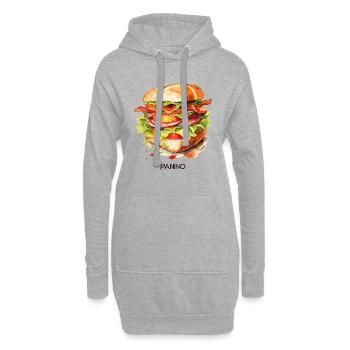 Aquarelle Panino : Le sandwich italien - Sweat-shirt à capuche long Femme - gris chiné - Devant
