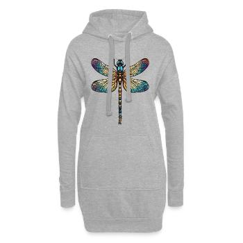 Ein riesige Cartoon Libelle - Hoodie-Kleid - Grau meliert - Vorne