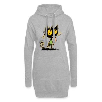 Le meilleur chat coquin le plus cool - Sweat-shirt à capuche long Femme - gris chiné - Devant