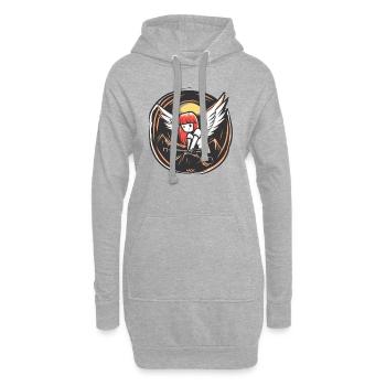 Niedlicher Engel amüsiert über eine alberne Waffe - Hoodie-Kleid - Grau meliert - Vorne