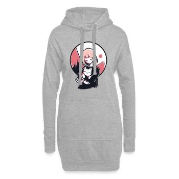 Juste nous deux : une fille et son chat - Sweat-shirt à capuche long Femme - gris chiné - Devant