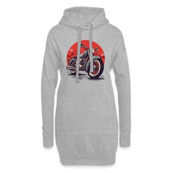 Large Chopper Motorcycle - Hoodie Dress - heather grey - Front