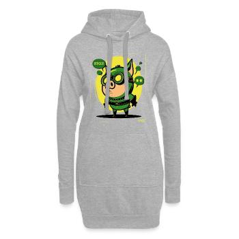 Das kleine grün-gelbe Anti-Held-Schwein - Hoodie-Kleid - Grau meliert - Vorne