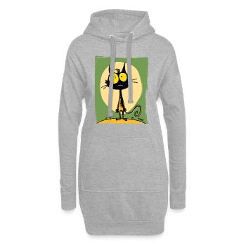 Le chat drôle le plus cool - Sweat-shirt à capuche long Femme - gris chiné - Devant