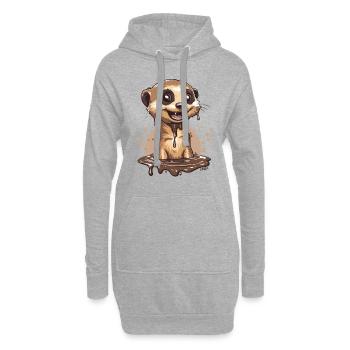 Drôle de suricate au chocolat - Sweat-shirt à capuche long Femme - gris chiné - Devant