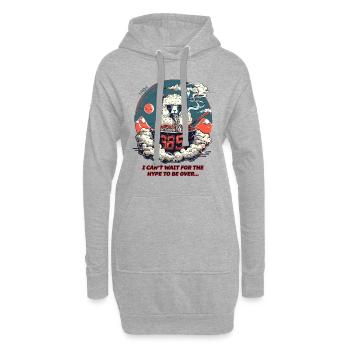 Le battage médiatique est terminé : un lama mange des nouilles ramen - Sweat-shirt à capuche long Femme - gris chiné - Devant