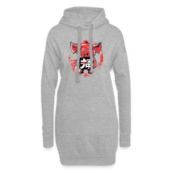 Frecher Schweine-Junge, die kleine Sau - Hoodie-Kleid - Grau meliert - Vorne