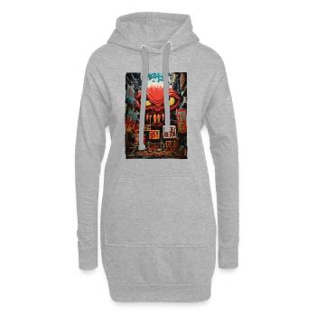 Japanisches Asiatisches Kaiju Alien Straßenmonster - Hoodie-Kleid - Grau meliert - Vorne