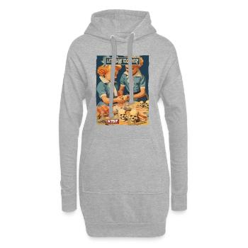 Filles cuisinant ensemble dans les années 1950 - Sweat-shirt à capuche long Femme - gris chiné - Devant