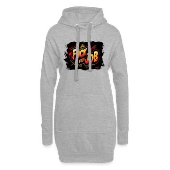 F*** Deinen Job - Hoodie-Kleid - Grau meliert - Vorne