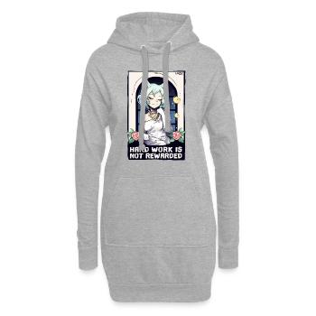 Katzen Mädchen: Harte Arbeit wird nicht belohnt - Hoodie-Kleid - Grau meliert - Vorne