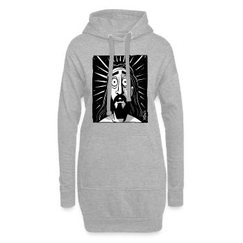 Dessin animé Jésus Homme - Sweat-shirt à capuche long Femme - gris chiné - Devant