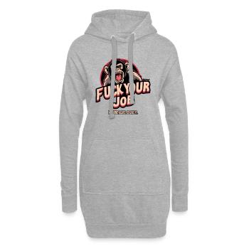 Singe : Oublie ton travail, vis ta vie - Sweat-shirt à capuche long Femme - gris chiné - Devant
