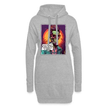 Funny Skull : Skeleton Life Aide - Sweat-shirt à capuche long Femme - gris chiné - Devant