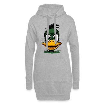 Un canard vert en colère - Sweat-shirt à capuche long Femme - gris chiné - Devant