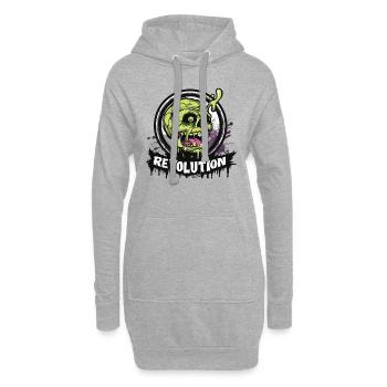 Zombie Schädel Totenkopf: Revolution - Hoodie-Kleid - Grau meliert - Vorne